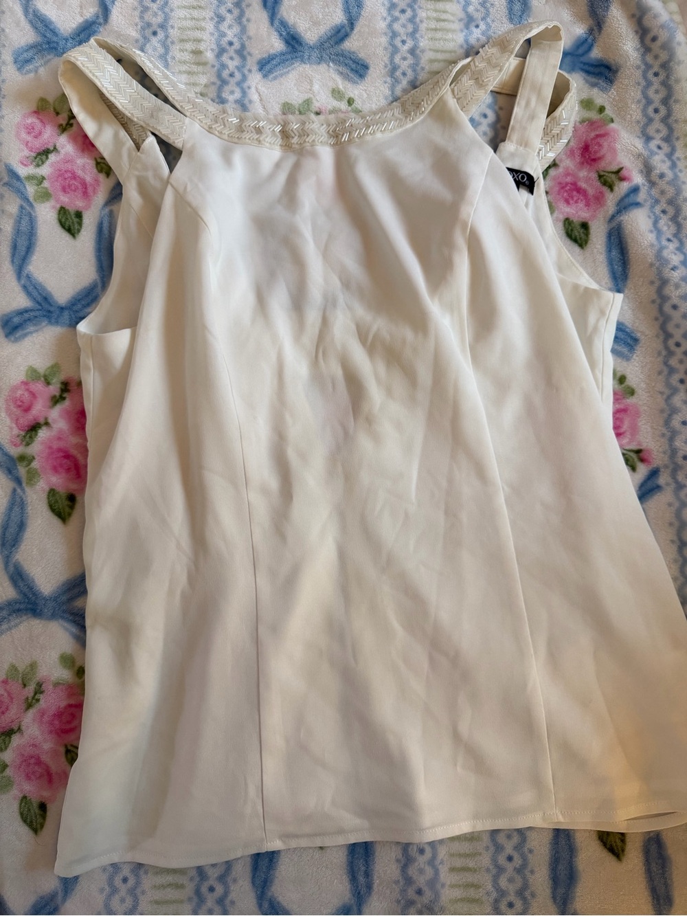 XOXO Cream Sleeveless Embellished Neck Camisole